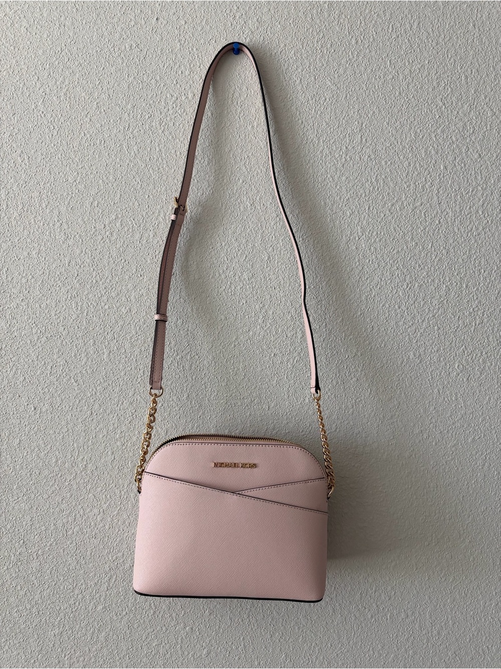 Michael Kors Blush Pink Crossbody with Gold Chain Strap